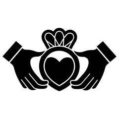 Black claddagh ring vector icon.