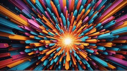 Abstract burst of colorful geometric shapes. Dynamic, vibrant design perfect for backgrounds, textures, or creative projects.