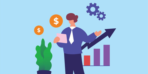 business people working for data analytics and monitoring on web report dashboard monitor and business finance investment design concept chart up profit