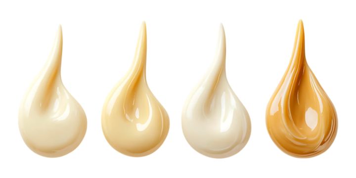 Pack Realistic Mayonnaise Drop in Different Forms on Transparent Background for Cooking, Food Branding, or Recipe Illustrations