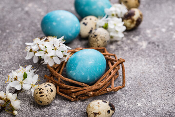 Easter eggs in blue color