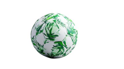 Colorful soccer ball with green leafy design, perfect for summer games and outdoor activities.
