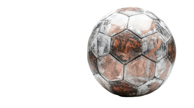 Worn-out soccer ball showcasing weathered and faded patterns, conveying a sense of nostalgia and outdoor play. - Powered by Adobe