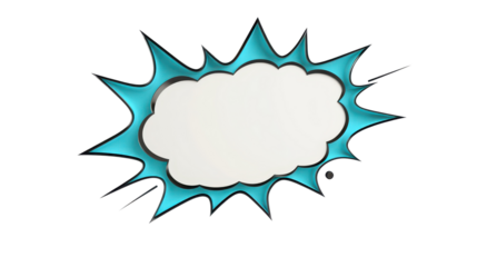 Blank comic speech bubble with a vibrant blue burst background, perfect for creative expression.