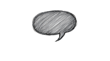 A simple hand-drawn speech bubble, perfect for adding dialogue or thoughts in creative projects.