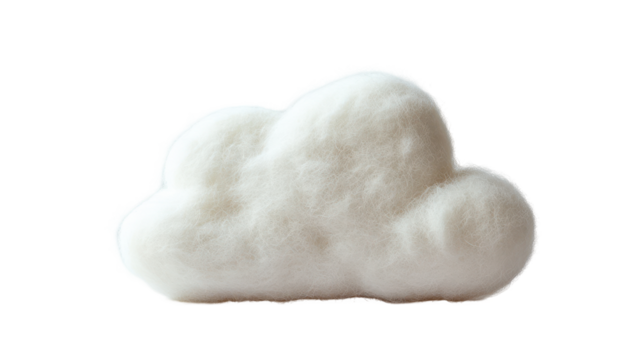 A fluffy white cloud figurine, resembling soft cotton, ideal for decor or whimsical settings.
