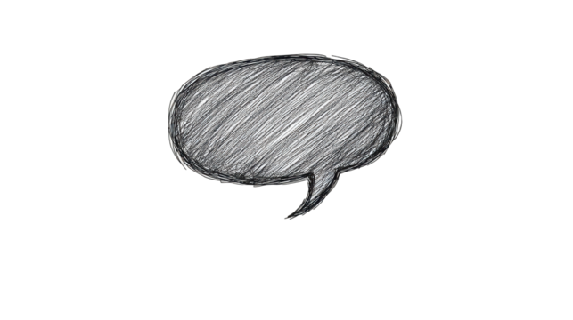 A simple hand-drawn speech bubble, perfect for adding dialogue or thoughts in creative projects.