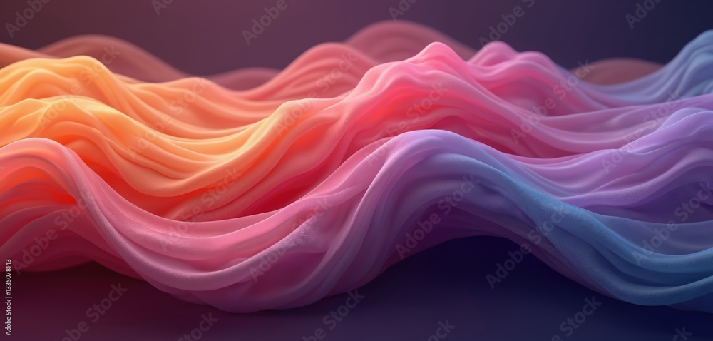 Aufkleber vibrant 3d render featuring flowing gradient waves in vivid colors. dynamic smooth silk curves creat