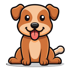 A cute brown cartoon puppy vector illustration shows a playful animal with a short tail