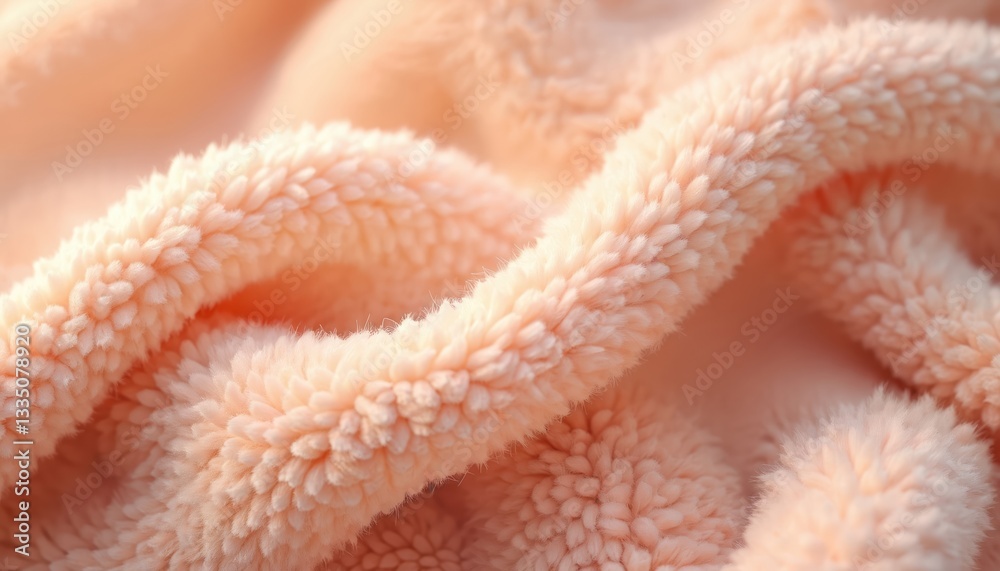 Aufkleber Soft peach background of plush material. Wavy, cosy texture pattern. Gentle wool or fur cloth. Perfect for backgrounds, designs, and textile related themes. Use for baby clothes.