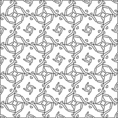 Figures from lines.Black pattern on white wallpaper for web page, textures, card, poster, fabric, textile. Abstract background.Repeating background image.White texture. Lines form shapes.