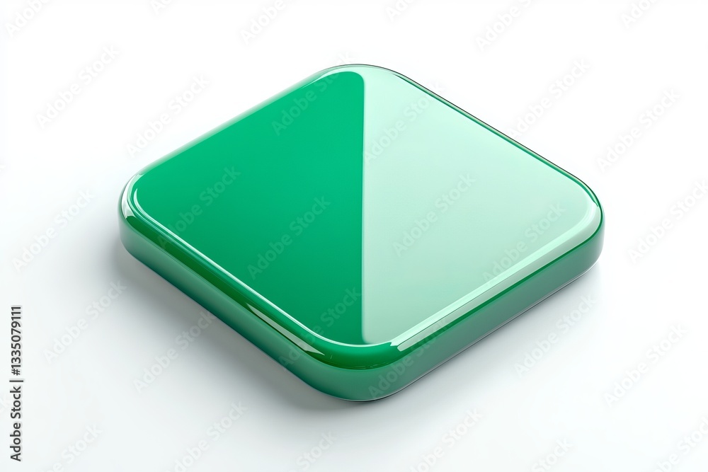 Poster glossy green square button digital element modern interface design app icon shiny realistic 3d rende