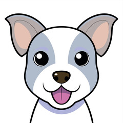 Fototapeta premium A cute cartoon vector illustration of a happy puppy and kitten face.