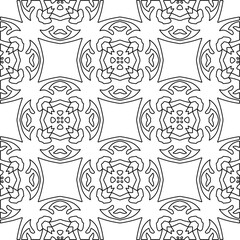 Figures from lines.Black pattern on white wallpaper for web page, textures, card, poster, fabric, textile. Abstract background.Repeating background image.White texture. Lines form shapes.