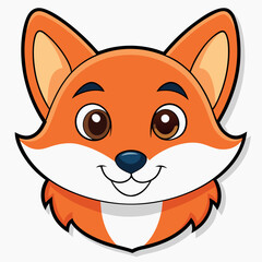 A cute cartoon fox with an orange fur and a playful smile, a vector illustration of a fun animal character