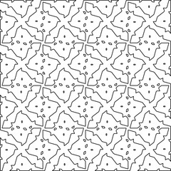 Figures from lines.Black pattern on white wallpaper for web page, textures, card, poster, fabric, textile. Abstract background.Repeating background image.White texture. Lines form shapes.