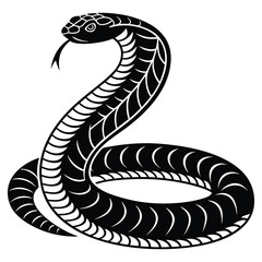 Rattlesnake silhouettes and icons. Black flat color simple elegant white background Rattlesnake animal vector and illustration.