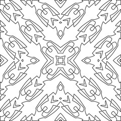 Figures from lines.Black pattern on white wallpaper for web page, textures, card, poster, fabric, textile. Abstract background.Repeating background image.White texture. Lines form shapes.