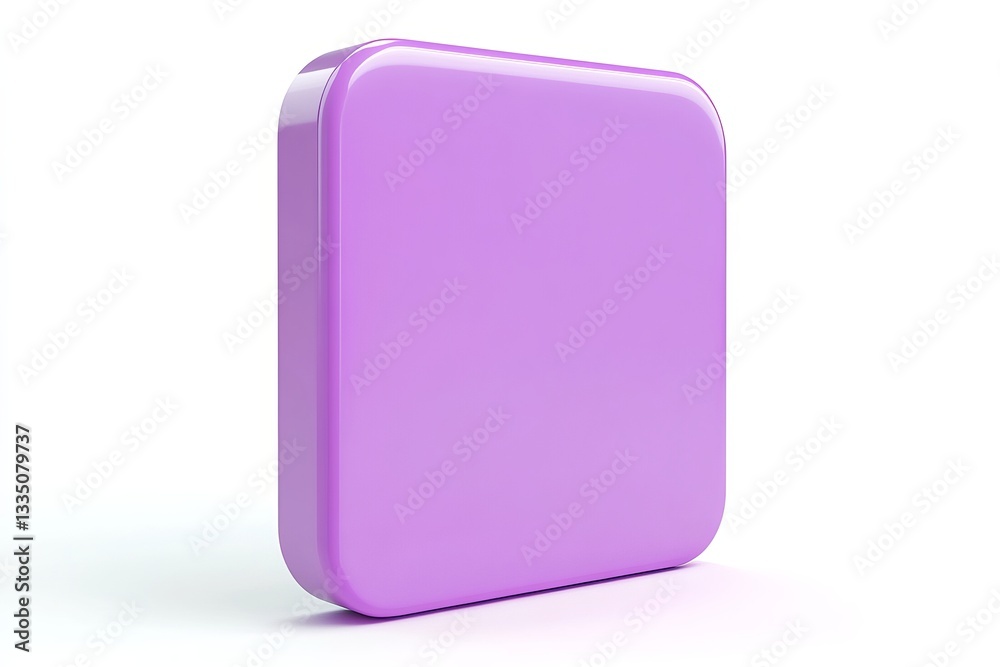 Poster purple square button 3d render modern design element user interface digital graphic resource website