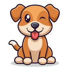 A cute brown cartoon puppy vector illustration shows a playful animal with a short tail