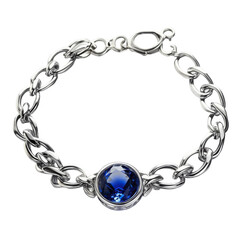 Elegant Silver Chain Bracelet with Stunning Blue Sapphire Gemstone