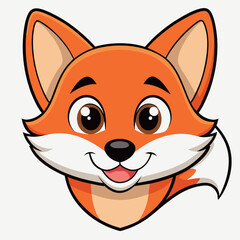 A cute cartoon fox with an orange fur and a playful smile, a vector illustration of a fun animal character