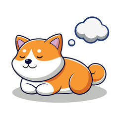 Cute Shiba Inu Dog Sleeping 