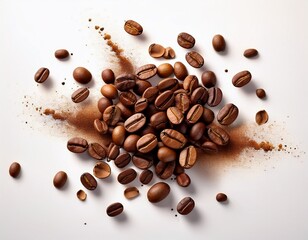 Obraz premium Explosión de granos de café arabica tostados