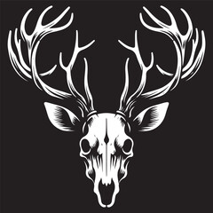 Deer head skull vector Silhouette