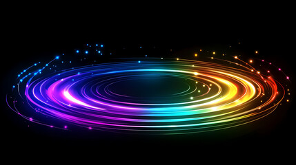 Fototapeta premium Colorful swirling light patterns creating a dynamic visual effect against a black background