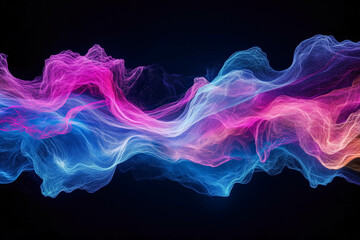 Vibrant multicolored abstract waves on black background