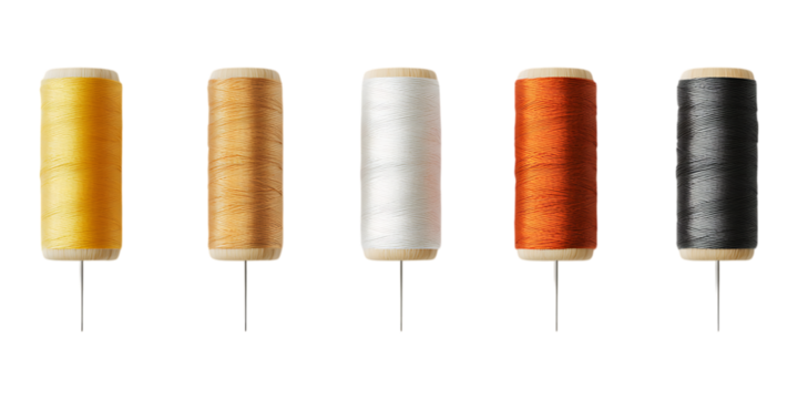 Pack Realistic Bobbin of Thread and Needle Set Against Transparent Background for Sewing Crafts, Tailoring, or DIY Projects