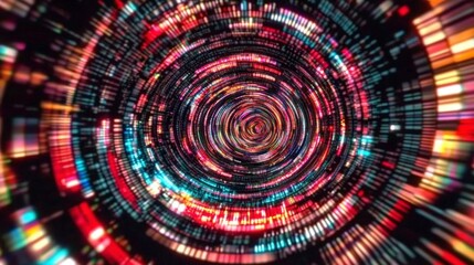 Hypnotic Data Spiral: A Colorful Digital Art