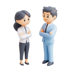 Business colleagues conversing, 3D render isolated on white or transparent png