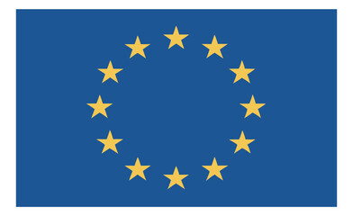 Vector Illustration of the Flag of the European Union Featuring a Blue Background with Twelve Yellow Stars Forming a Circle