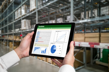 Spreadsheet document information financial startup concept. data and graphs in spreadsheet documents for online analysis project dashboard accounting digital snugly