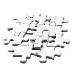 Fototapeta premium White Jigsaw Puzzle Pieces, Interlocking, Solution, Strategy, ProblemSolving, Teamwork, Collaboratio