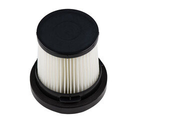 Paper air filter for vacuum cleaner, isolate on white background. Replacement accessories.