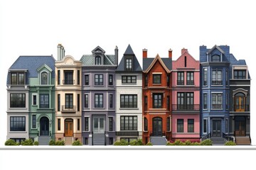 Fototapeta premium Colorful Row Houses on a City Street