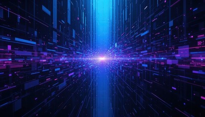Obraz premium Dynamic digital flow virtual space animation futuristic perspective technology