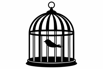 bird cage line art silhouette vector illustration