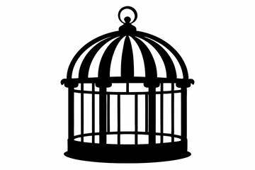 bird cage line art silhouette vector illustration