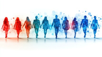 Diverse group walking in unity