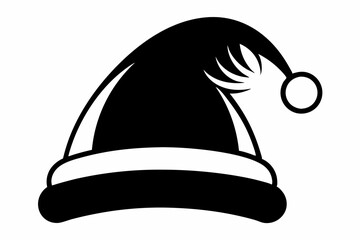 christmas hat line art silhouette vector illustration