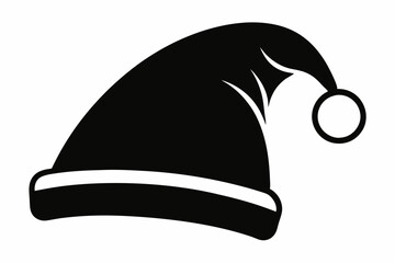 christmas hat line art silhouette vector illustration