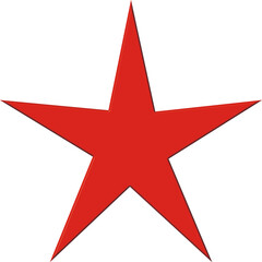 Red star icon on a white or transparent background with shiny 3D design