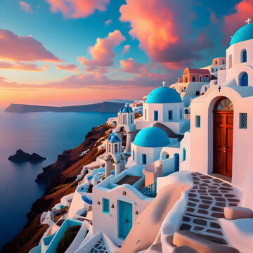 Onia at sunset Santorini