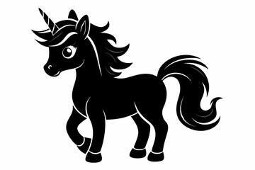 cute unicorn line art silhouette vector illustration