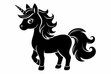 cute unicorn line art silhouette vector illustration