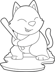 Cat Baseball Baseball bat Animal Vector Graphic Art Illustration